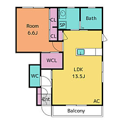 シャーメゾン位式B 1LDKの間取図画像