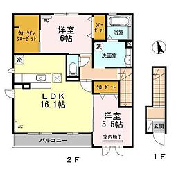 ジョワボヌール 2LDKの間取図画像