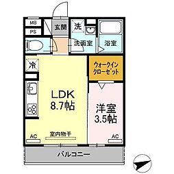 D-room門前 1LDKの間取図画像