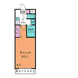 A・City宇頭 1Kの間取図画像