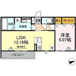 プリメーロ山七 1LDKの間取図画像