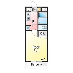 アーバンライフ錦2 1Kの間取図画像