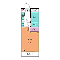 アーバンライフ伊賀 1Kの間取図画像