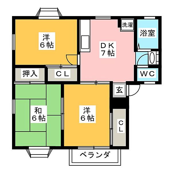 カーサ小鷹野　Ｂ ｜愛知県豊橋市西小鷹野２丁目(賃貸アパート3DK・2階・52.36㎡)の写真 その2