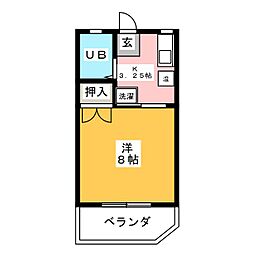 グリーンパーク広小路 1階1Kの間取り