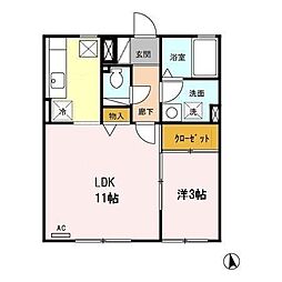 ブランコート　ウィル 1階1LDKの間取り