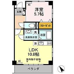 ライフパーク・ユニゾン 2階1LDKの間取り