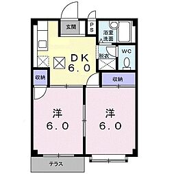 エルディム乗小路 2DKの間取図画像