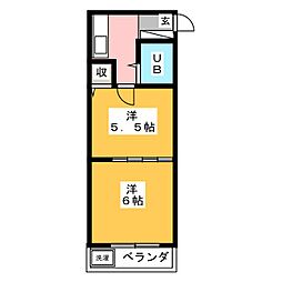 ディスティーノ豊橋 3階2Kの間取り