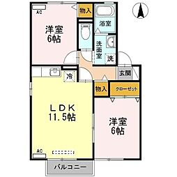 セジュール・スール 2LDKの間取図画像