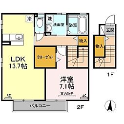 ロイヤルメゾン忠興 1LDKの間取図画像