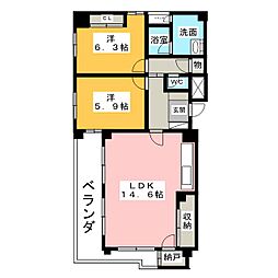 タワーレジデンスHADA 2LDKの間取図画像