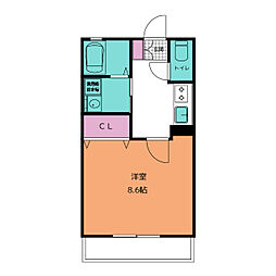 エスポワールハイム2 1Kの間取図画像