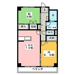 ハイカスル 2LDKの間取図画像