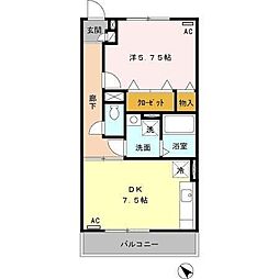 ブランヴィラージュA 1DKの間取図画像