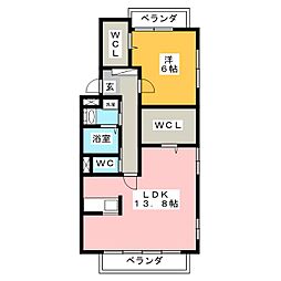 カサベラ向山 1LDKの間取図画像