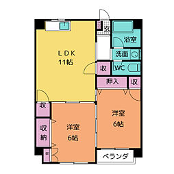 メゾン・ド・タマキ 2LDKの間取図画像