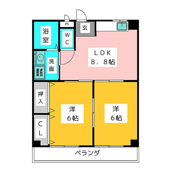 ハズ・ホース ｜愛知県一宮市千秋町佐野字郷前(賃貸マンション2LDK・1階・43.92㎡)の写真 その2