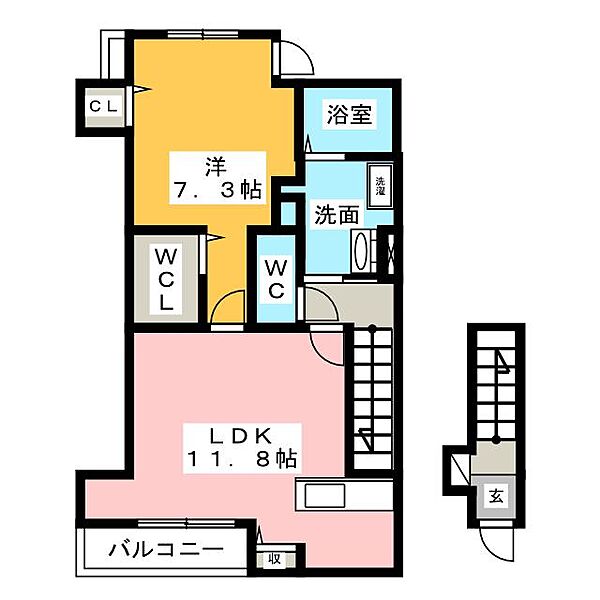 レーワ ｜愛知県一宮市馬見塚字東見六(賃貸アパート1LDK・2階・48.46㎡)の写真 その2