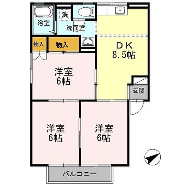 メゾンフレンド ｜愛知県一宮市大和町毛受字宮東(賃貸アパート3LDK・1階・56.93㎡)の写真 その2