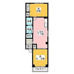 アメニティー88 2LDKの間取図画像