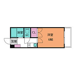 シンシア緑 1Kの間取図画像