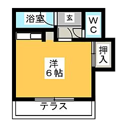 ブルーハイツ印田 ワンルームの間取図画像
