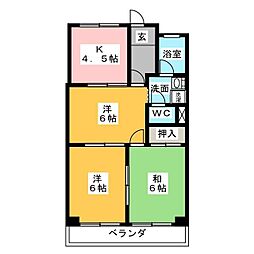 サンシティー森本 3Kの間取図画像