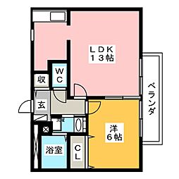 ハイペリオン 1LDKの間取図画像