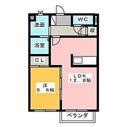 パストラルヒルズ 1LDKの間取図画像
