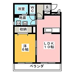 フローラYoko 1LDKの間取図画像