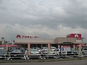 スーパー「アオキスーパーまで1100m」