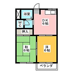 ドミールハラ・B 2DKの間取図画像