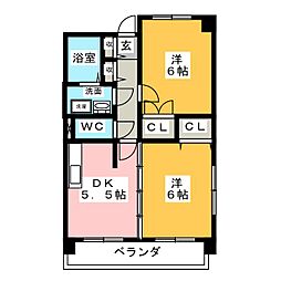 ヴァンコーポ大赤見 2Kの間取図画像