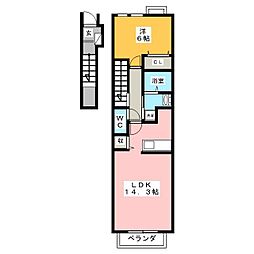 セレーノデーアB 1LDKの間取図画像