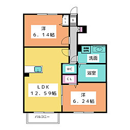 ビスタ桜井 2LDKの間取図画像