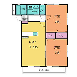 サンクレア 2LDKの間取図画像