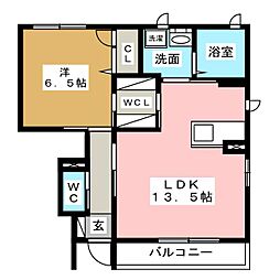 カサフェリス2 1LDKの間取図画像