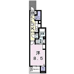 エクラ 1Kの間取図画像