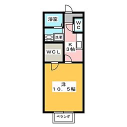 シェソワ21 1Kの間取図画像
