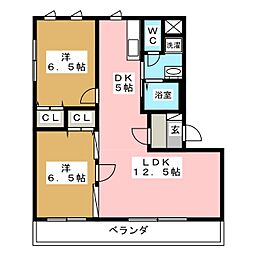 ワッフルヒルズ観音寺 2LDKの間取図画像