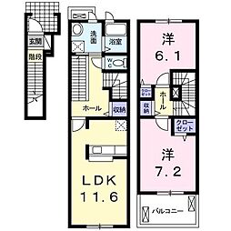 メゾンセドレ 2LDKの間取図画像