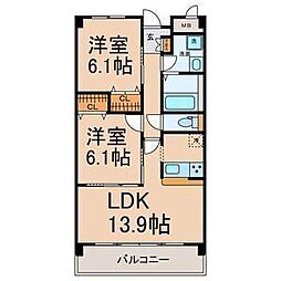 ノスタルジー弥生 2LDKの間取図画像