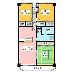 グランプラス西島 3LDKの間取図画像