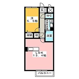 メルヴィユ 1LDKの間取図画像