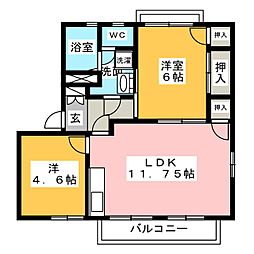 ソレイユA 2LDKの間取図画像
