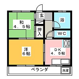 コーポ悠紀 2DKの間取図画像