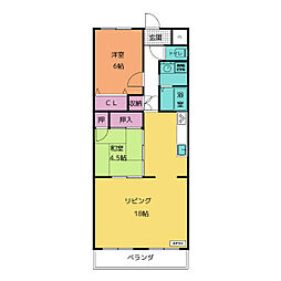 サンモール清水 2LDKの間取図画像