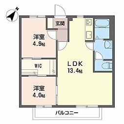 フォーレス西田B 2LDKの間取図画像
