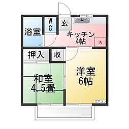シャトレ村上A 2Kの間取図画像